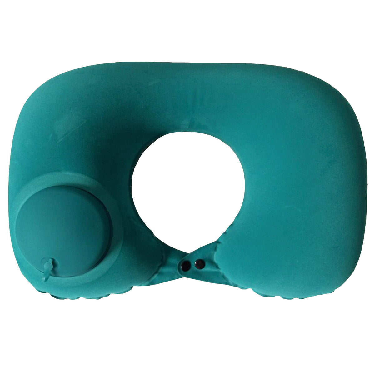 2-PCS Green  Inflatable Travel Neck Pillow Press to Inflate U-Shape Soft Flocking Support Cushion for Airplane Car & Camping 