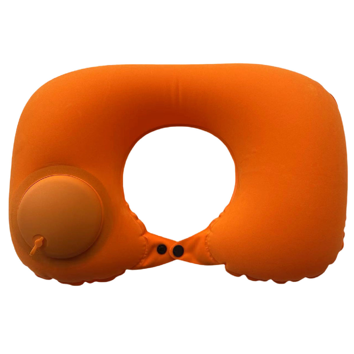 2-PCS Orange Inflatable Travel Neck Pillow Press to Inflate U-Shape Soft Flocking Support Cushion for Airplane Car & Camping 