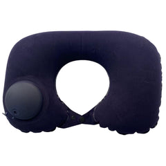 2-PCS Navy blue Inflatable Travel Neck Pillow Press to Inflate U-Shape Soft Flocking Support Cushion for Airplane Car & Campi