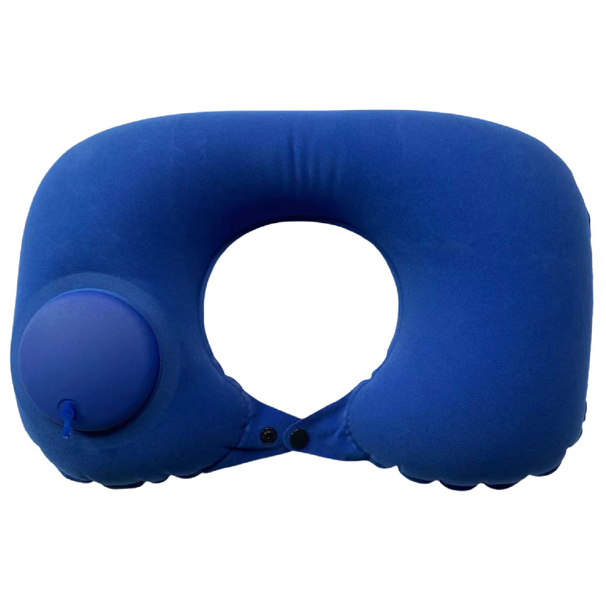 2-PCS Medium blue Inflatable Travel Neck Pillow Press to Inflate U-Shape Soft Flocking Support Cushion for Airplane Car & Cam