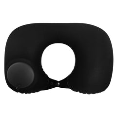 2-PCS Black Inflatable Travel Neck Pillow Press to Inflate U-Shape Soft Flocking Support Cushion for Airplane Car & Camping P