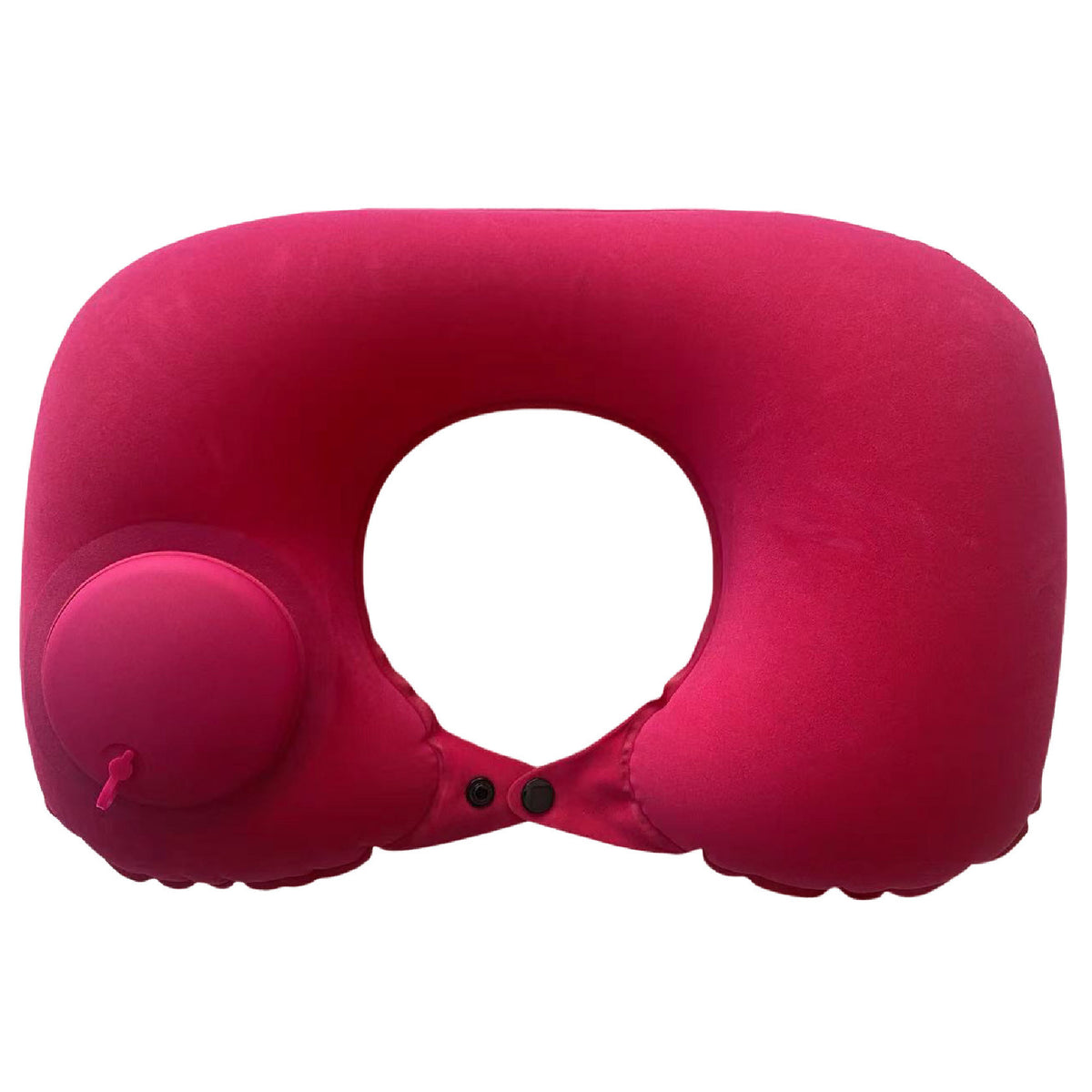 2-PCS Rose red Inflatable Travel Neck Pillow Press to Inflate U-Shape Soft Flocking Support Cushion for Airplane Car & Campin