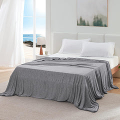 Light Grey Cooling Throw Blanket 100x150CM - Ultra Lightweight Breathable All-Season Quilt, Hand / Machine Washable