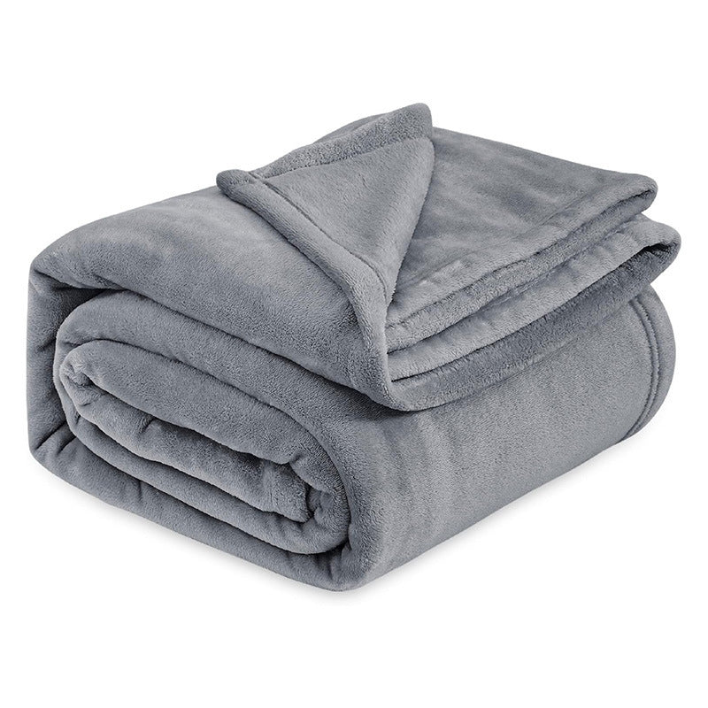 Grey Ultra-Soft Coral Fleece Blanket – Lightweight Summer Throw for Office Naps, Air Conditioning, and Cozy Home Use(70*100cm