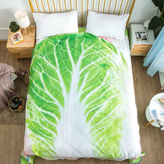 Cute Cabbage-Shaped Fleece Blanket – Fun and Cozy Throw for Naps, Office Use, Air Conditioning, or Baby Swaddling (Green & Wh