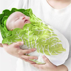 Cute Cabbage-Shaped Fleece Blanket – Fun and Cozy Throw for Naps, Office Use, Air Conditioning, or Baby Swaddling (Green & Wh