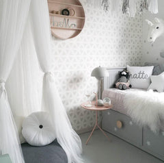 White Nordic Style 7-Layer Tulle Bed Canopy 300cm Extra Long 60cm Dome for Australian Kids Bedroom Nursery and Playroom Decor
