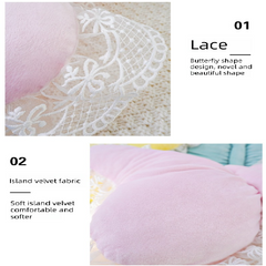 White Elegant Butterfly Lace Throw Pillow 60x45cm Soft Decorative Cushion for Sofa Bedroom Office and Car Comfort Backrest Ac
