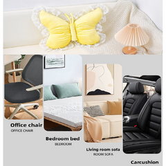 White Elegant Butterfly Lace Throw Pillow 60x45cm Soft Decorative Cushion for Sofa Bedroom Office and Car Comfort Backrest Ac