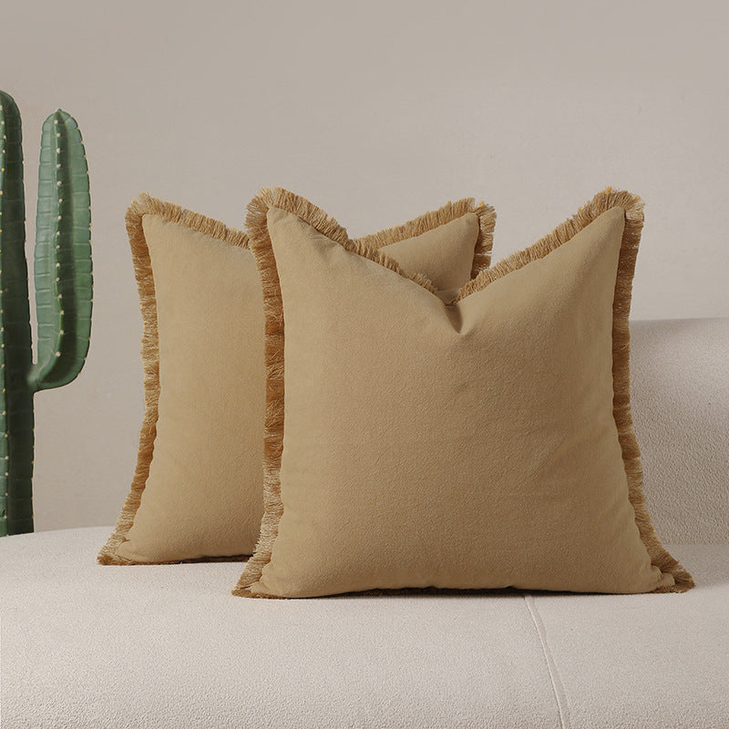 Yellow 2 Pack Bohemian Tassel Pillowcases Soft Washed Cotton Cushion Covers for Living Room Sofa Elegant Decor Solution for L