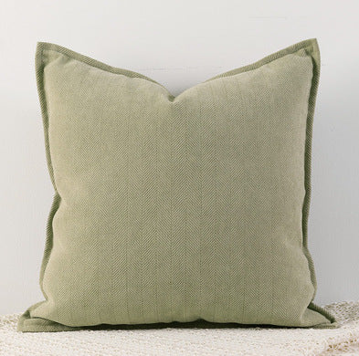 Yellowish-green Nordic Herringbone Chenille Pillowcases 2 Pack 45x45cm for Sofa and Bed Soft Decorative Cushion Covers No Ins