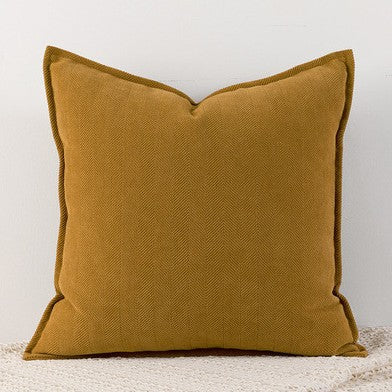 Turmeric Nordic Herringbone Chenille Pillowcases 2 Pack 45x45cm for Sofa and Bed Soft Decorative Cushion Covers No Inserts In