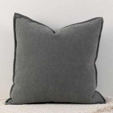 Charcoal grey Nordic Herringbone Chenille Pillowcases 2 Pack 45x45cm for Sofa and Bed Soft Decorative Cushion Covers No Inser