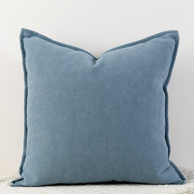Hazy Blue Nordic Herringbone Chenille Pillowcases 2 Pack 45x45cm for Sofa and Bed Soft Decorative Cushion Covers No Inserts I