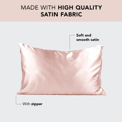 1-Pair Black Luxury Satin Silk Pillowcase for Hair and Skin - Smooth Cooling Pillow Cover with Envelope Closure - Queen (20x3