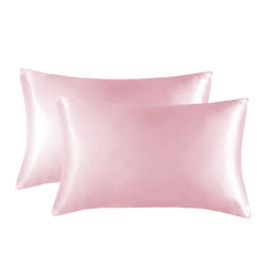 1-Pair Pink Luxury Satin Silk Pillowcase for Hair and Skin - Smooth Cooling Pillow Cover with Envelope Closure - Queen (20x30