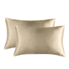 1-Pair Champagne Luxury Satin Silk Pillowcase for Hair and Skin - Smooth Cooling Pillow Cover with Envelope Closure - Queen (