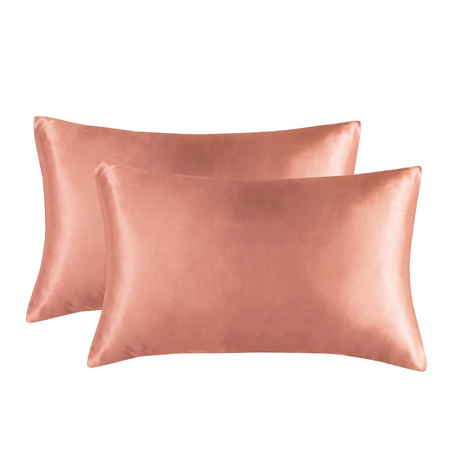 1-Pair Coral Luxury Satin Silk Pillowcase for Hair and Skin - Smooth Cooling Pillow Cover with Envelope Closure - Queen (20x3