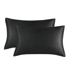 1-Pair Black Luxury Satin Silk Pillowcase for Hair and Skin - Smooth Cooling Pillow Cover with Envelope Closure - King (20x36