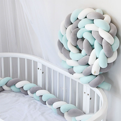 White & Grey & Green 2M Nordic 3-Strand Hand-Braided Knot Long Pillow - Soft Plush Sofa Cushion, Room Decor for Bedroom & Liv