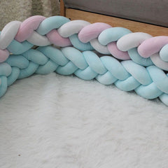 White & Grey & Green 2M Nordic 3-Strand Hand-Braided Knot Long Pillow - Soft Plush Sofa Cushion, Room Decor for Bedroom & Liv