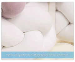 White & Grey & Pink 2M Nordic 3-Strand Hand-Braided Knot Long Pillow - Soft Plush Sofa Cushion, Room Decor for Bedroom & Livi