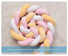 White & Green & Pink 2M Nordic 3-Strand Hand-Braided Knot Long Pillow - Soft Plush Sofa Cushion, Room Decor for Bedroom & Liv