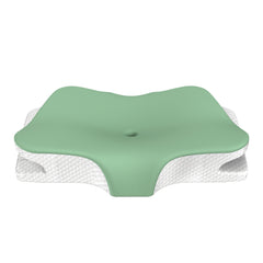 Green Breathable Butterfly Contoured Memory Foam Pillow - Dual-Height Orthopedic Neck Pillow with 5-Zone Cervical Support
