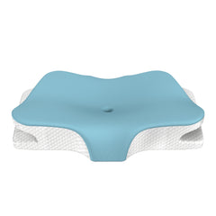 Blue Breathable Butterfly Contoured Memory Foam Pillow - Dual-Height Orthopedic Neck Pillow with 5-Zone Cervical Support