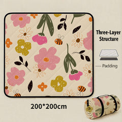Sea of Bee Flowers Extra Large 200x200cm Waterproof Picnic Mat - Portable Thickened Oxford Cloth Outdoor Camping Blanket for 