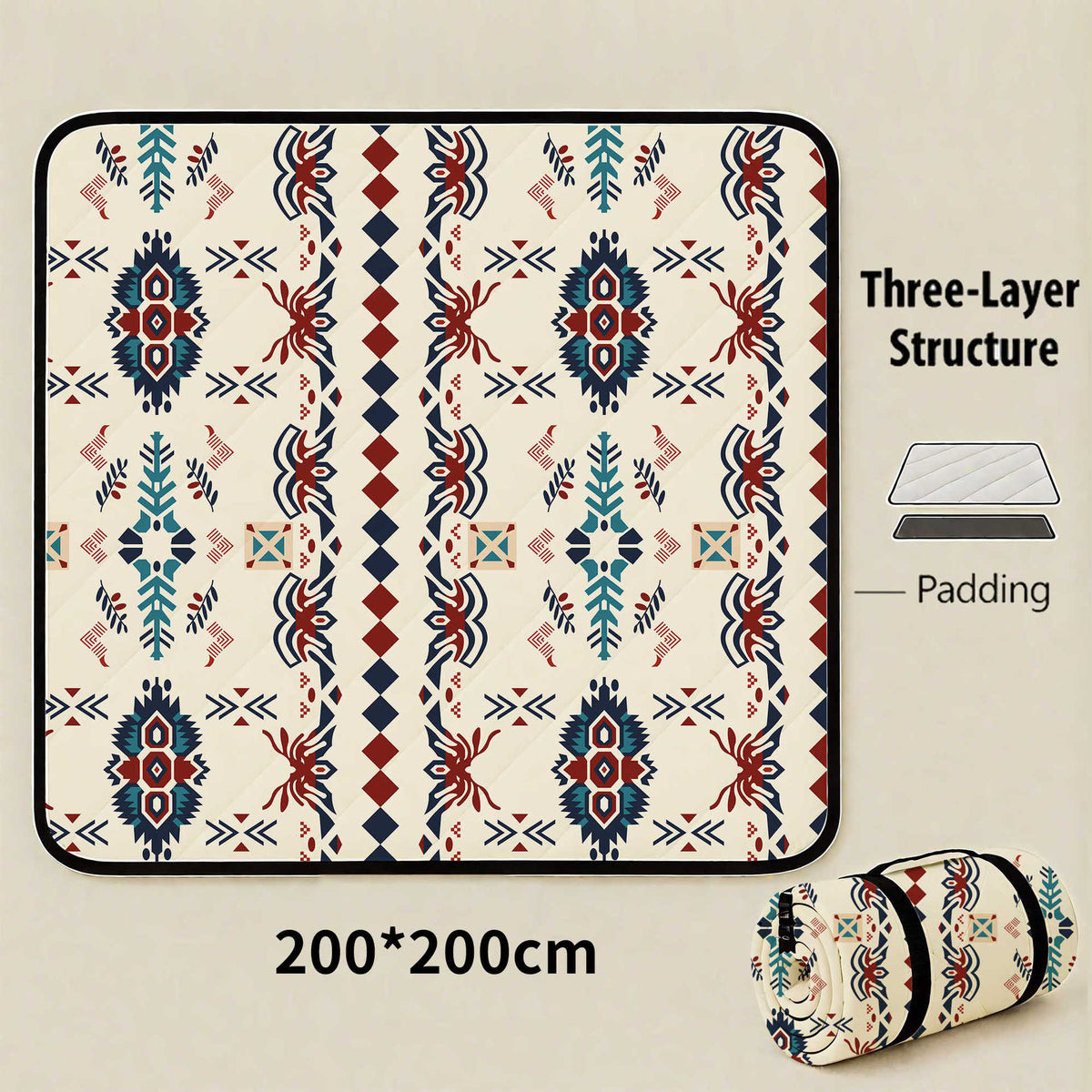 Seattle Extra Large 200x200cm Waterproof Picnic Mat - Portable Thickened Oxford Cloth Outdoor Camping Blanket for Beach, Park