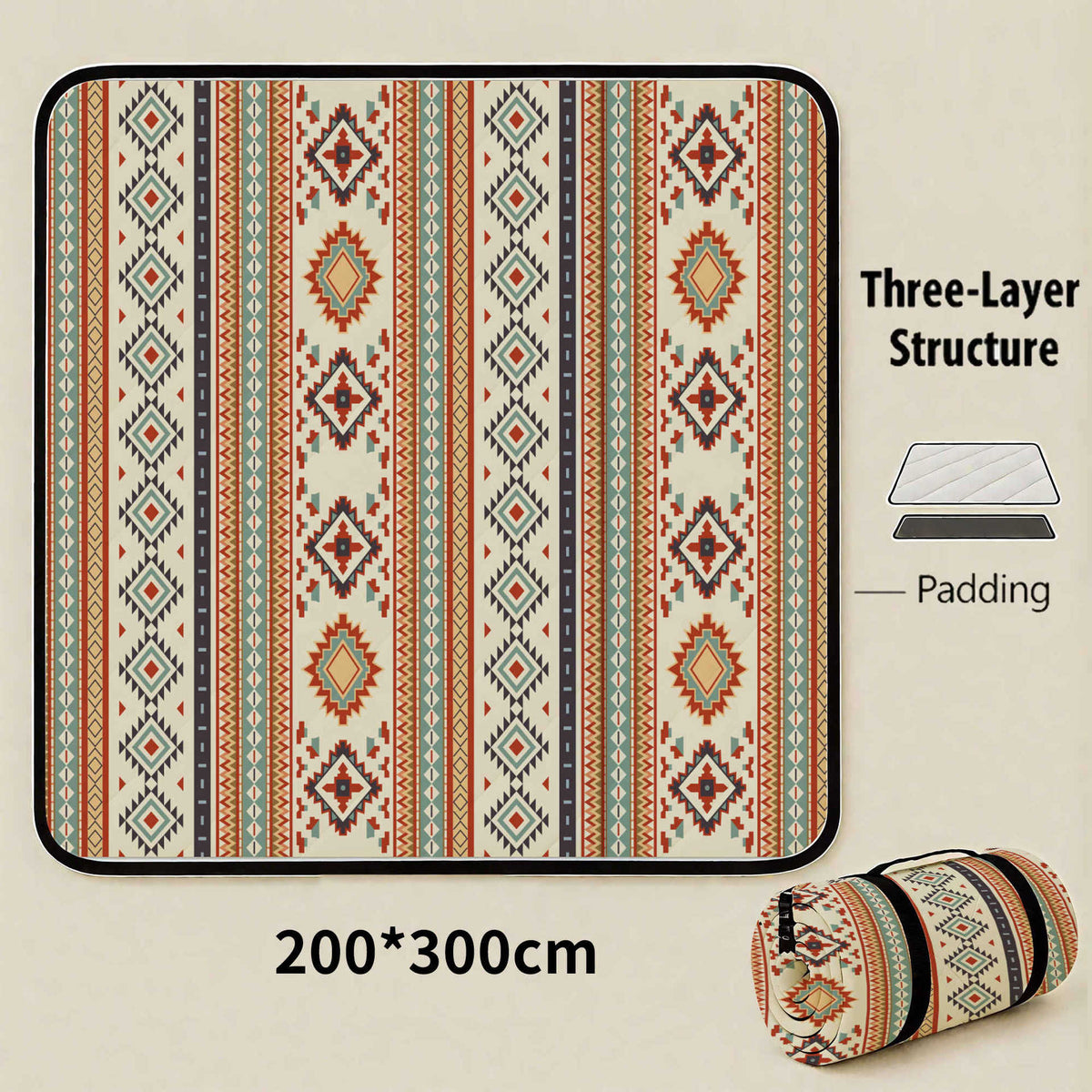 Brunei Darussalam Extra Large 200x200cm Waterproof Picnic Mat - Portable Thickened Oxford Cloth Outdoor Camping Blanket for B