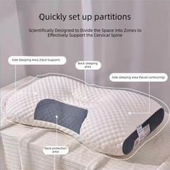 2 Pcs Neck Support Pillow - 48 x 74 cm Polyester Fibre, 10 cm Loft, 3D Knitted Honeycomb Texture, Shape Retaining Comfort for Home Sleep