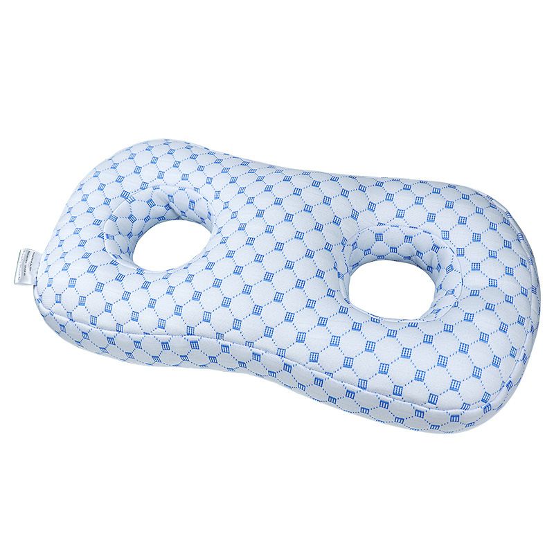 Blue Ear Piercing Pillow for Side Sleepers - 55 x 33 x 9 cm Figure 8 Hollow Ear Design, PP Cotton Fill, Machine Washable Ear 