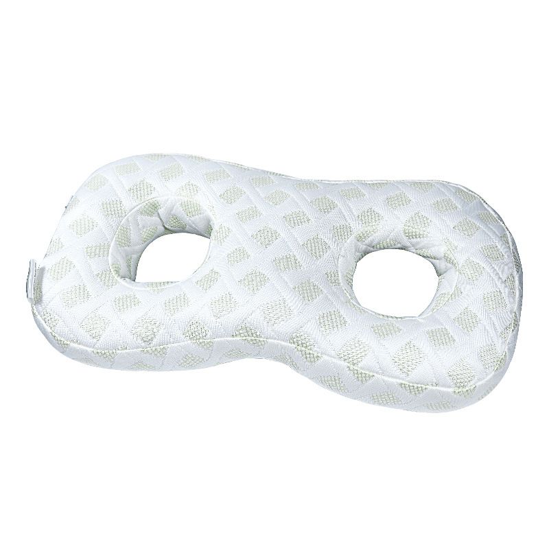 White Ear Piercing Pillow for Side Sleepers - 55 x 33 x 9 cm Figure 8 Hollow Ear Design, PP Cotton Fill, Machine Washable Ear