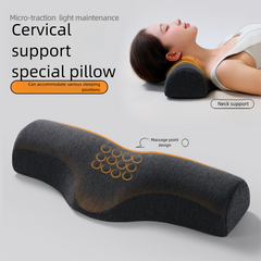 Light grey Cervical Support Pillow – Memory Foam Core with Ergonomic Design for Neck Pain Relief and Deep Sleep(Ice Silk Styl
