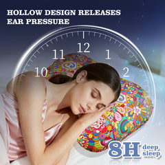 Cashew blossoms Hollow Ear Support Pillow – Adjustable Side Sleep Neck Cushion with PP Cotton Filling and Breathable Fabric