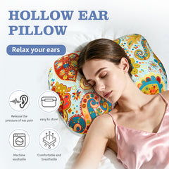 Fan Hollow Ear Support Pillow – Adjustable Side Sleep Neck Cushion with PP Cotton Filling and Breathable Fabric