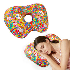 Rainbow Flower Hollow Ear Support Pillow – Adjustable Side Sleep Neck Cushion with PP Cotton Filling and Breathable Fabric