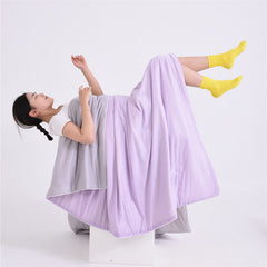 Purple and gray Cooling Summer Quilt with Ice Silk Fabric Lightweight Breathable Air Conditioner Blanket 180x220cm Soft Washa