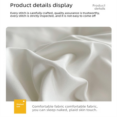 Matcha Cheese Washed Cotton Bedding Set - Solid Color Fitted Sheet Style, 4-Piece Set for 1.8m Bed, Includes 10 Random Color 