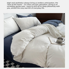 Dark gray and light gray Washed Cotton Bedding Set - Solid Color Fitted Sheet Style, 4-Piece Set for 1.5m Bed, Includes 10 Ra