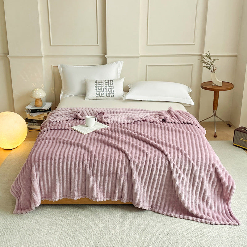 Purple 230 x 200 CM Ultra-Soft Faux Rabbit Fur Plush Sofa Cushion & Bedding Blanket - Luxury Double-Sided Thickened Winter Fl
