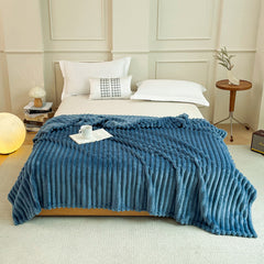 Dark Blue 180 x 200 CM Ultra-Soft Faux Rabbit Fur Plush Sofa Cushion & Bedding Blanket - Luxury Double-Sided Thickened Winter