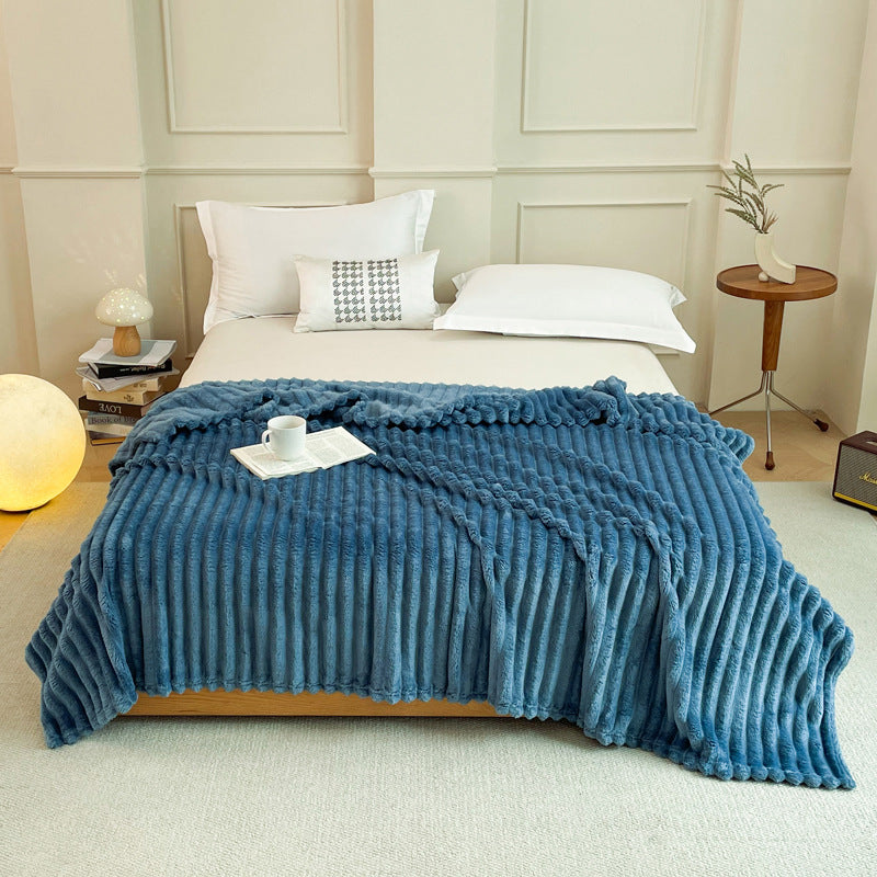Dark Blue 230 x 200 CM Ultra-Soft Faux Rabbit Fur Plush Sofa Cushion & Bedding Blanket - Luxury Double-Sided Thickened Winter