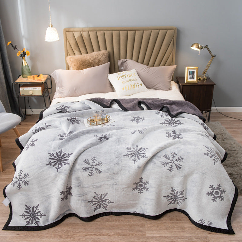 Grey Floral Fantasy 100x150CM Premium Double-Sided Print Flannel Blanket - Soft All-Season Air Conditioning Throw for Office 