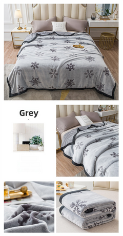 Grey Floral Fantasy 100x150CM Premium Double-Sided Print Flannel Blanket - Soft All-Season Air Conditioning Throw for Office 