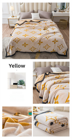 Yellow Lucky Four-Leaf Clover 180x200CM Premium Double-Sided Print Flannel Blanket - Soft All-Season Air Conditioning Throw f