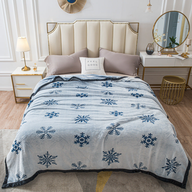 Blue Floral Fantasy 180x200CM Premium Double-Sided Print Flannel Blanket - Soft All-Season Air Conditioning Throw for Office 