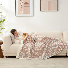 Leopard Print Checkerboard Flannel Throw Blanket(Medium 130 x 150 CM) - Anti-Pilling Trendy Soft Plush Blanket for Bed, Sofa 